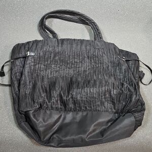 Victoria's Secret Black Tote Bag Large Textured Weekender Travel Handbag
